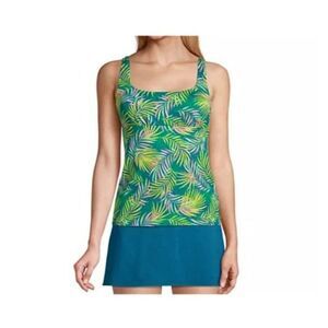 Women's Lands' End Bust Minimizer UPF 50 Squareneck Underwire Tankini Top, Sz. 4